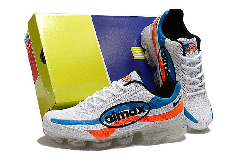 Men Nike Air Max 95 VaporMax White Blue Orange Running Shoes - Click Image to Close